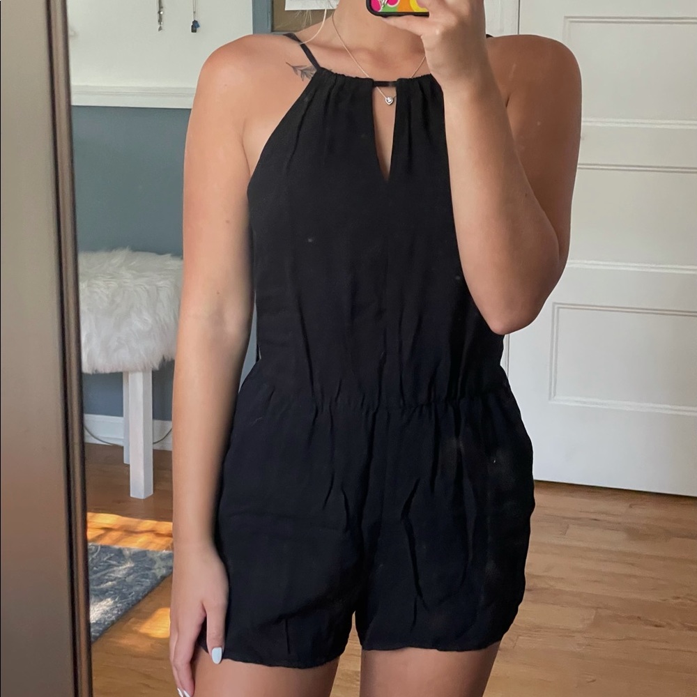 black romper w open back
